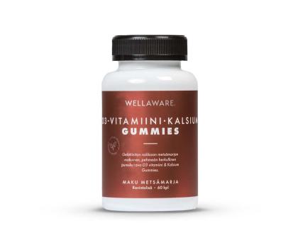 WellAware D3-vitamiini-Kalsium Gummies, 60 kpl.